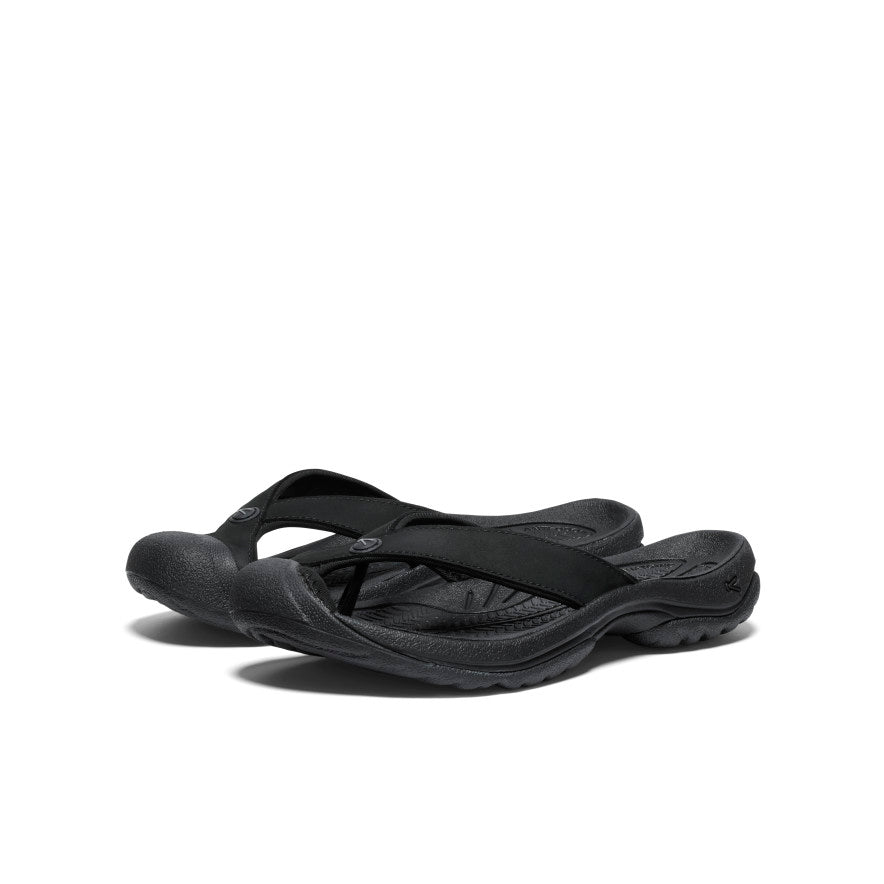 Women's Waimea Leather Flip-Flop | Black/Black