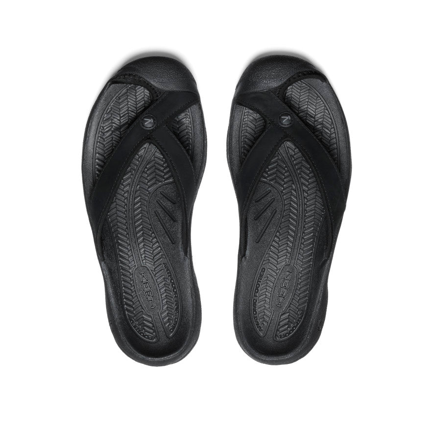 Women's Waimea Leather Flip-Flop | Black/Black