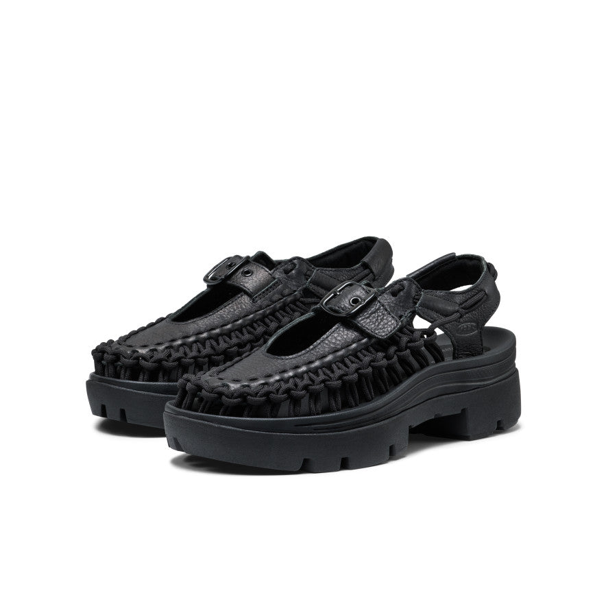 All Gender UNEEK PLT Mary Jane Sneaker | Black Smooth Lea