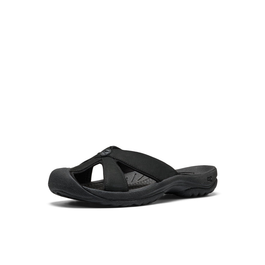 Women's Bali Leather Slide Sandal | Black/Black