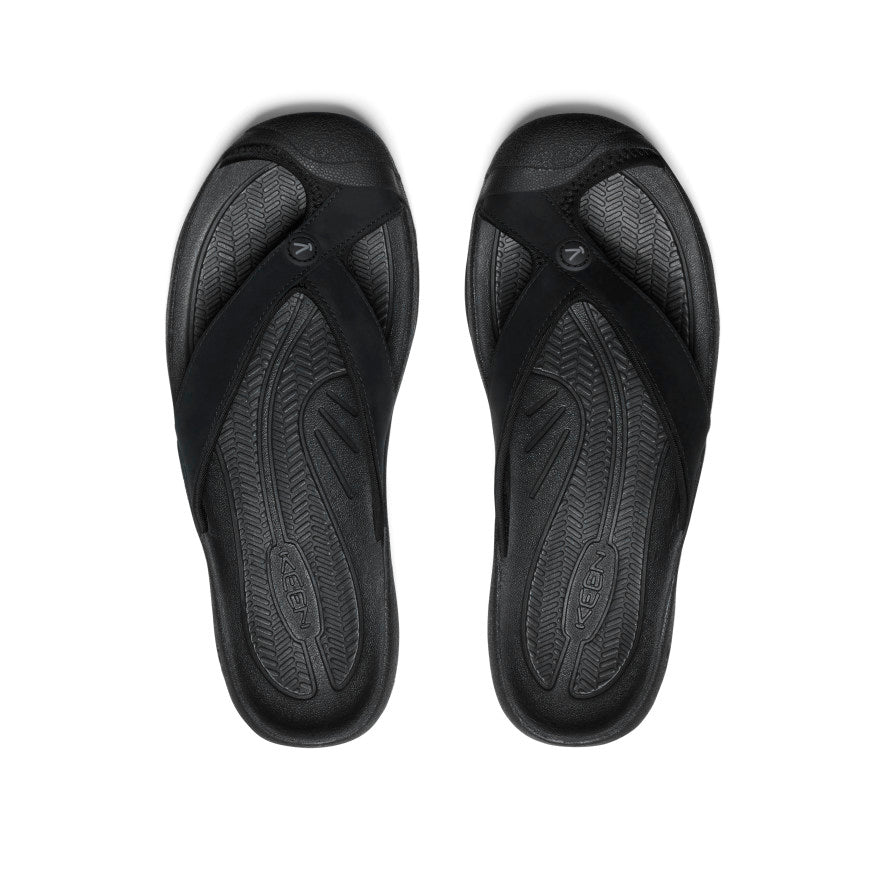 Men's Waimea Leather Flip-Flop | Black/Black