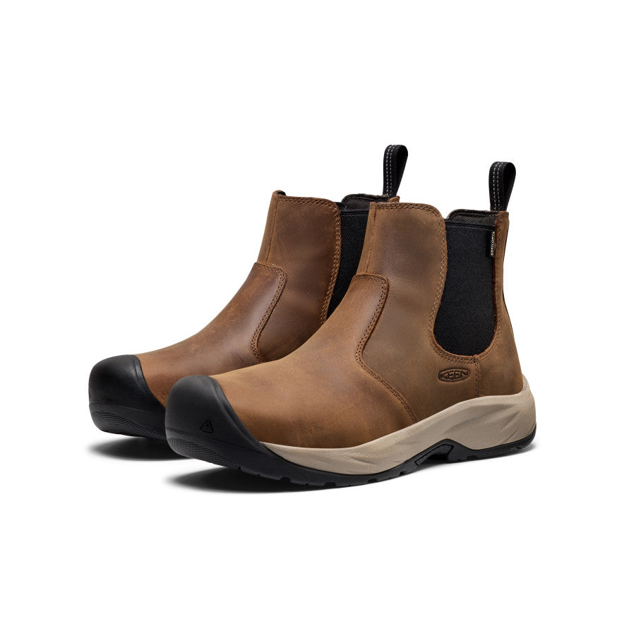 Men's Highframe Chelsea Waterproof Work Boot (Steel Toe) | Dark Earth/Black